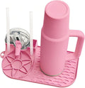 Bottle Drying Rack, Draining Mat for Stanley Tumblers20-40oz, Mugs, Wine Glasses, Compact Portable Cup Dryer Stand for Countertops, Office, RVs & Travel(Peony Pink)