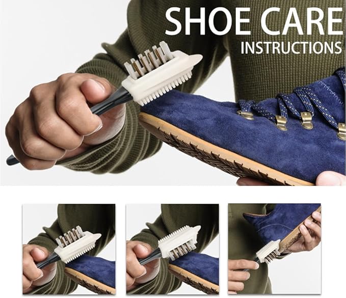 2PCS Suede Shoe Brushes, Suede & Nubuck 4-Way Leather Cleaning Brush, Nubuck Brush for Shoe Boot Bag Cleaning