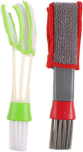 Double Ended Mini Duster Car Air Vent Cleaning Brush 2pcs Set for Interior Detailing and Air Conditioner Dusting Automotive Cleaning Tool