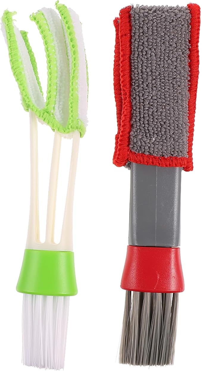 Double Ended Mini Duster Car Air Vent Cleaning Brush 2pcs Set for Interior Detailing and Air Conditioner Dusting Automotive Cleaning Tool