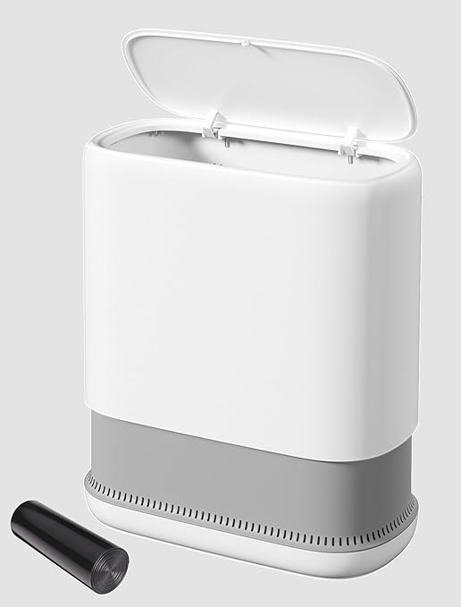 Bathroom Trash Can with Lid, Slim 2.3 Gallon Vacuum adsorption Garbage Bin, Narrow Press Top Waste Basket for Odor Control & Dog Proof for Bathroom Bedroom Office Home