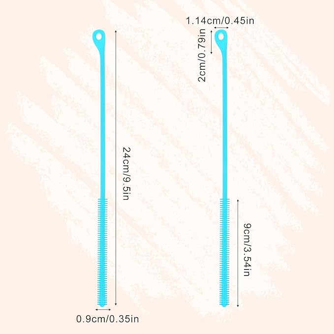 2pcs Silicone Straw Cleaning Brush, Straw Brushes Bristles Cleaner Brush Extra Long Straws Cleaner Brushes for Cleaning Stanley Drink Lid (Blue)