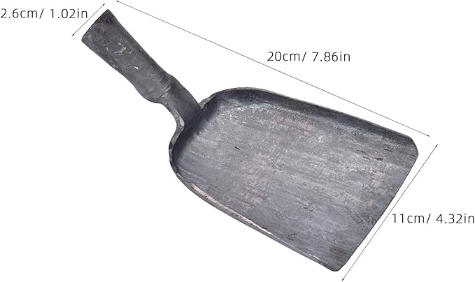 Veemoon Steel Fireplace Ash Shovel, BBQ Charcoal Shovel Small Compact Coal Scoop Cleaning Flat Scooping Spade for Kitchen Sand Stove Garden Supplies Outdoor Indoor (4.3 * 7.8“)