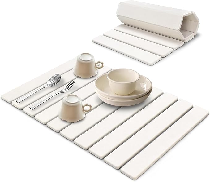 Large Stone Dish Drying Mats for Kitchen Counter, Eco - Friendly Diatomaceous Stone Mats, Non - Slip Collapsible Absorbable Stone Dish Drying Mat for Multi - Purpose, Match Any Countertop, 24"×16"