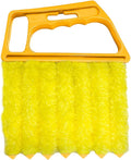 Blind Cleaner Duster Tool, Window Venetian Hand-held 7 Finger Dusting Cleaner Brush, Blinds Cleaning Brush Tool for Window Shutters Air Conditioner, Car Accessories (Yellow)