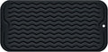Silicone Dish Drying Mat, Non-Slip Easy Clean Sink Mat Large Heat-resistant Dish Drainer Mat for Kitchen Counter, Sink, Refrigerator or Drawer liner (12" x 6", BLACK)