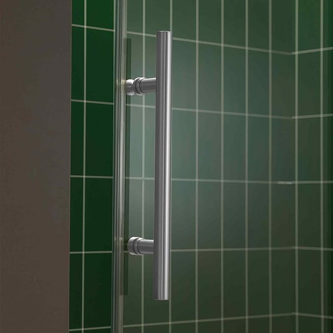 Woodbridge 56-60" W x 80" H Frameless Single Sliding Shower Door with Tempered Glass & Explosion Proof Film in Chrome Finish