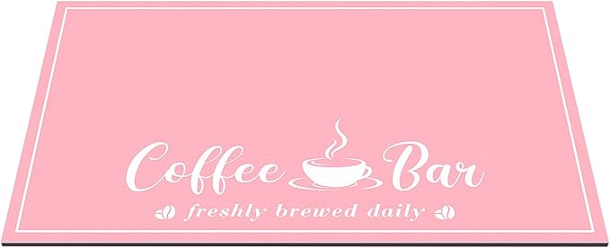 Absorbent Coffee Mat, Fashion Dish Drying Mat for Kitchen Counter Coffee Bar Accessories Espresso Machine Dish Rack 17" x 32" Pink