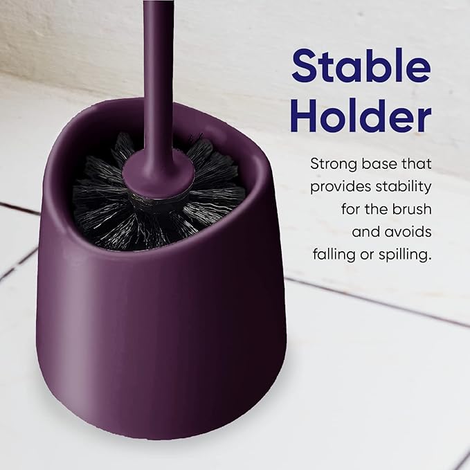 Toilet Brush Cleaner and Holder Purple 3 Pack Toilet Bowl Cleaner Brush with Scrubbing Wand, Brush and Storage Caddy for Easy Bathroom Cleaning