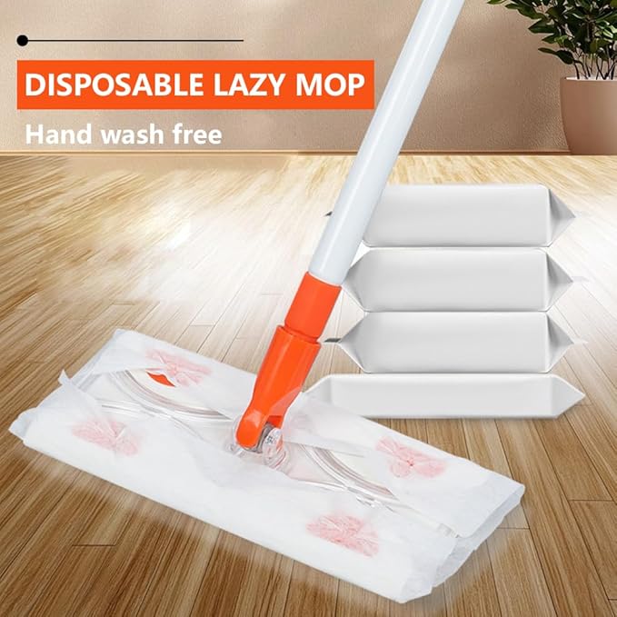 Mops for Floor Cleaning,55" Handle with 10" Flat Head with 4 Magic Sponge Eraser Pads、2 Microfiber Pad and 50 Dry Cleaning Cloths,for Mopping Home, Bathroom, Kitchen