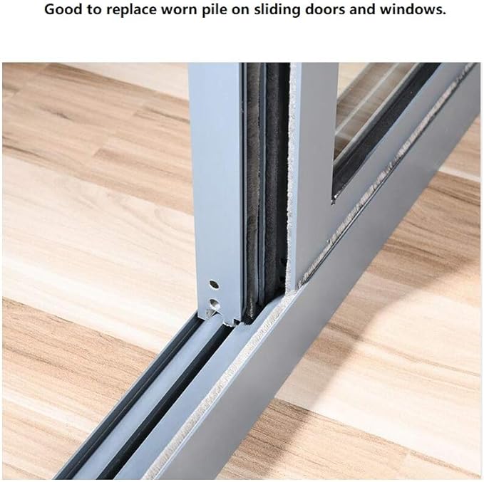 TORRAMI Brush Weather Stripping 11/32 inch x 11/32 inch x 16 ft Seal and Sound Proofing for Patio, Double, Sliding Doors Frame with High Density Felt, Black