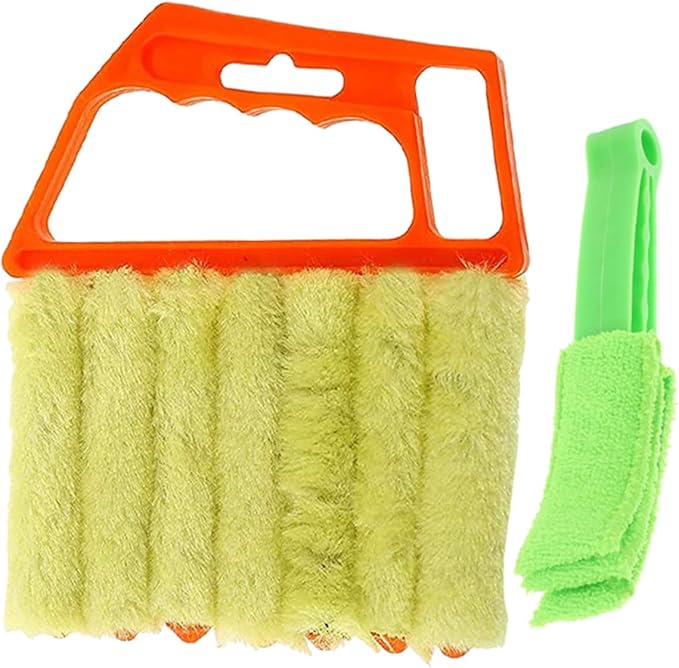 2pcs Handheld Blinds Cleaning Brush Set, 7-Finger and 3-Finger Window Shutter Cleaner Brushes for Air Conditioner and Venetian Blinds Dust Removal, Household Window Cleaning Tools