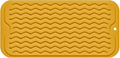 Silicone Dish Drying Mat for Multiple Usage, Easy clean, Eco-friendly, Heat-resistant Dish Drainer Mat for Kitchen Counter,Sink,Refrigerator or Drawer liner (12" x 6", Yellow)