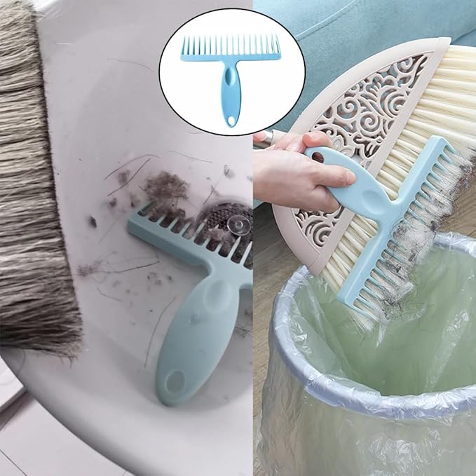 2 Pack Broom Cleaning Tool Hair Removal Comb Cleaner for One Sweep Broom Commercial Dust Mop Floor Sweeper Stand Up Broom Upright Dustpan Combo Set Removing Hair Dust on Brooms