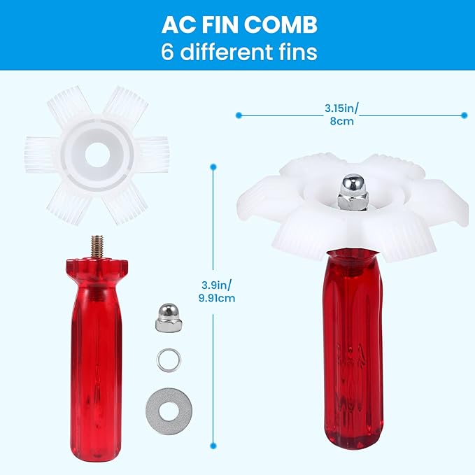 10PCS Air Conditioner Fin Comb Cleaner kit AC Coil Cleaning Brush 5 Different Fin Combs Condenser Fin Straightener AC Evaporator Comb Radiator Repair Clean Tool (10)