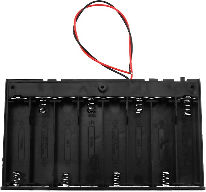 E-outstanding 12V Battery Holder 8X 1.5V AA Battery Storage Case Black Box with ON/Off Switch and Wire Leads
