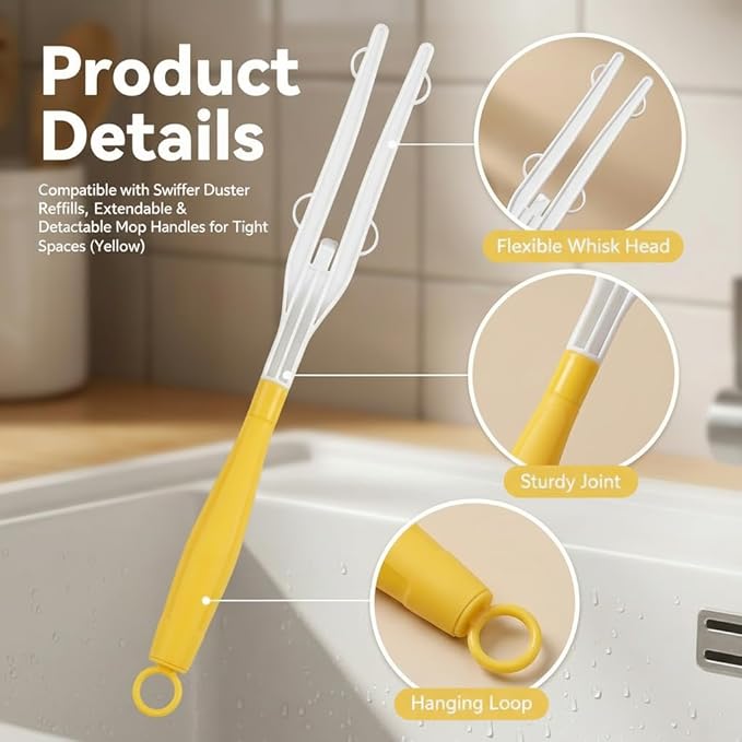 12PC Replacement Duster Handles, Compatible with Swiffer Duster Refills—Extendable Duster Wand for Feather Duster & Cleaning Dusting Brush, Ideal for Car, Blinds, Furniture & Electronics