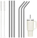 6 Pack Stainless Steel Straw Replacement 40 oz for Stanley Tumbler，3 Straight +3 Curved Reusable Metal Straws with 2 Cleaning Brush Compatible with Stanley 40oz Stanley Cup Tumbler