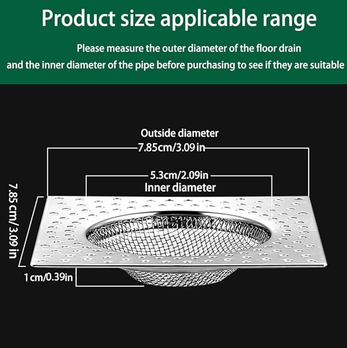 Bathroom Drain Cover,Hair Stopper for Shower Drain Strainer Hair Catcher,304 Stainless Steel Bath Drain Strainer, Shower Sink Drainer Screen,Floor Drain Filter,Hair Trap,Collector(4 Pieces Square)