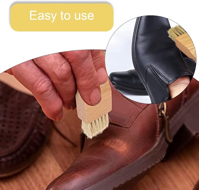 2 Pcs Shoe Polish Applicator Brushes Small Shoe Cleaning Brushes Wooden Handle Shine Shoes Brushes for Leather Boots Shoes Bags