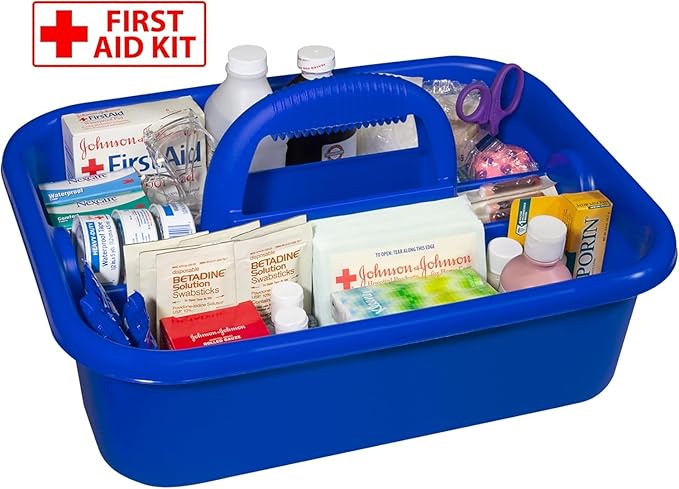 Akro-Mils 09185 Plastic Tote Tool & Supply Cleaning Caddy with Handle, (18-3/8-Inch x 13-7/8-Inch x 9-Inch), Blue, 6-Pack