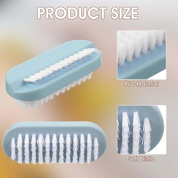 Nail Brushes for Cleaning, 2 Pcs Nail Brush Cleaner Scrubber, 2 Sided Hand Finger Nails Scrub Brushes for Cleaning, Soft Stiff Bristles Fingernail Cleaner, Nails Scrubber for Travel Kids Women Men