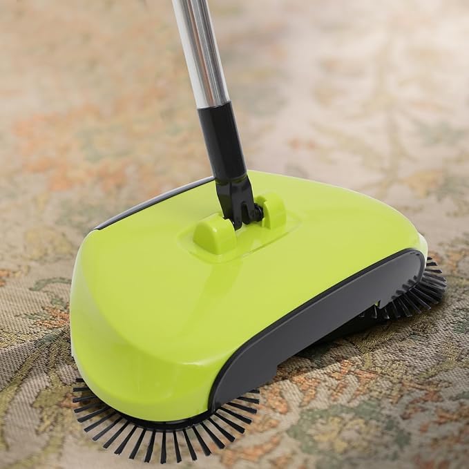 Multi-Function 3 in 1 Hand Push Sweeper with Dustpan and Trash Bin 360 Rotating Floor Mop for Hardwood Tile Marble Adjustable Handle Cleaning Tool