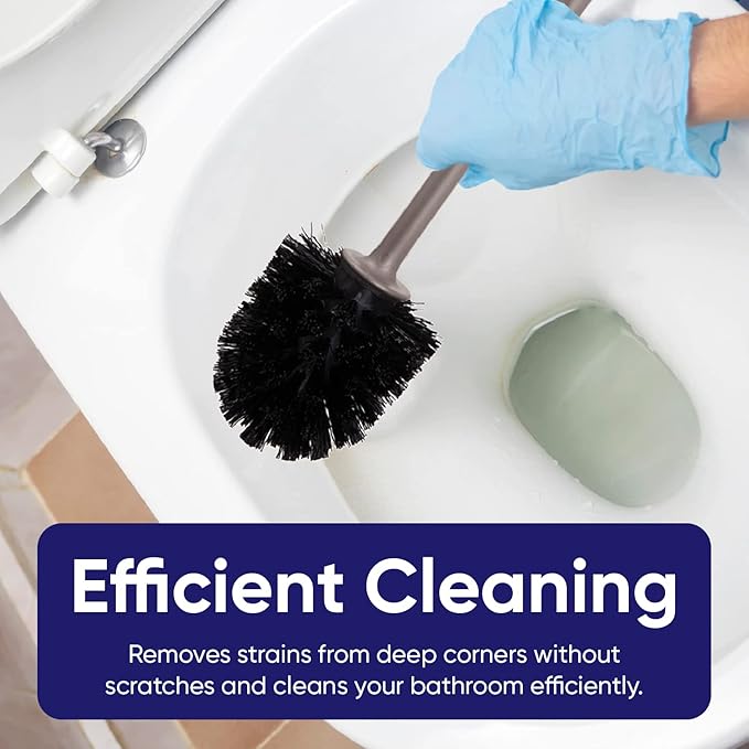 Toilet Brush Cleaner and Holder Taupe 3 Pack Toilet Bowl Cleaner Brush with Scrubbing Wand, Brush and Storage Caddy for Easy Bathroom Cleaning