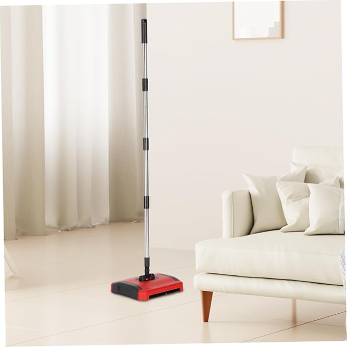 Carpet Sweeper Manual 3 Rolling Brushes Floor Sweeper Carpet Brush with Wheels and Large Waste Bin 43inch Detachable Cleaner for Pet Hair Dust Debris