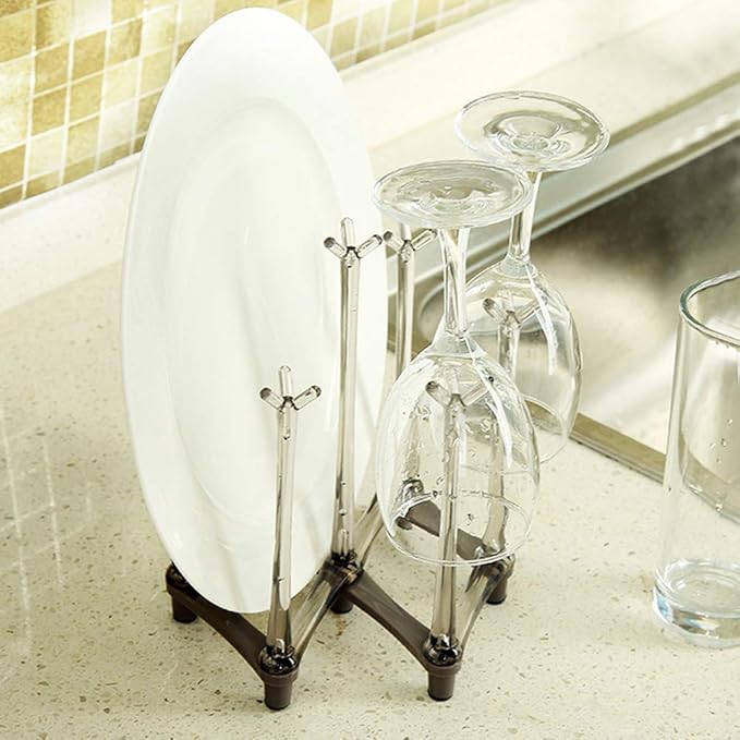 Yesland 2 Pack Retractable Cup Drying Rack, Plastic Non-slip Bottom Mug Tree Holder Organizer Rack Stand for Drinking Glass and Sports Bottle Drainer for Kitchen