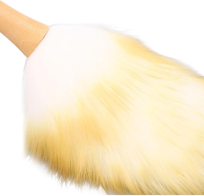 Wooden Handle Lambswool Duster, Soft Wool, Multifunctional Cleaning Brush for Blinds Table Piano, Home Use, Musical Instrument (Long Handle