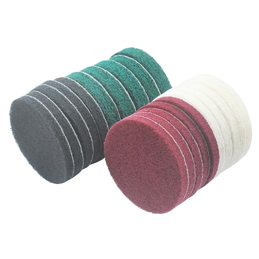 5 Inch Mixed Grit Drill Brush Scrubber Scouring Pads, 5 Pcs Hook & Loop Power Scrubber Scour for Rotary Tools, Random Orbital Sander (180#/400#/800#/1200#)
