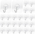 Heavy Duty Adhesive Hooks 33 lb(Max) 15KG,Waterproof and Oilproof Reusable Seamless Hooks Heavy Duty Wall Hook for Kitchen Bathroom Office 24 Pack