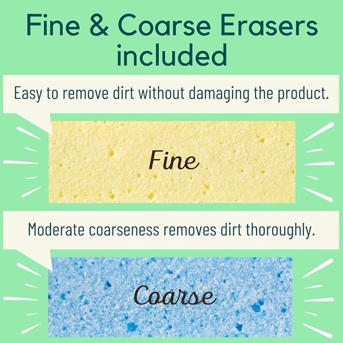Rust Eraser for Knives Kitchen Stoves Wood Finish and Bicycles Multi Purpouse Cleaning Rubber Eraser Remover Dirt Stains, Set of 2 (Fine, Coarse) Made in Japan