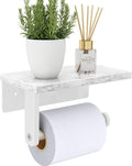 Toilet Paper Holder with Natural Marble Shelf, 304 Stainless Steel Screw Wall Mounted, Tissue Roll Paper Holder Dispenser for Bathroom Washroom White