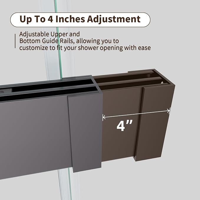 Frameless Shower Door,44-48" W x 74" H Double Sliding Shower Door with Soft Close System,5/16" (8mm) SGCC Tempered Clear Glass,Explosion-Proof Film Nano Coating,Matte Black