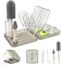 Travel Bottle Brush, Travel Bottle Cleaner Kit with Bottle Drying Rack, Transparent Coffee