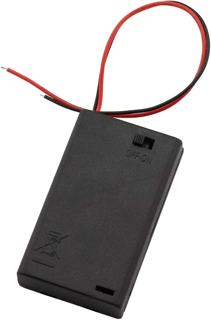 6 Pieces 3 Slots x 1.5V AAA Battery Case Holder Battery Spring Clip Storage Box Wire Leads with On/Off Switch