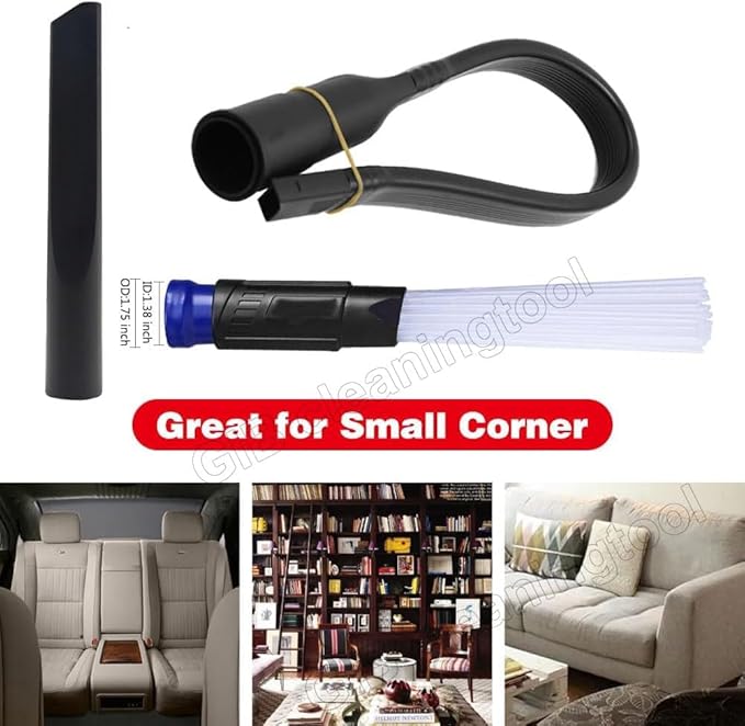 15 Pcs Household Cleaning Vacuum Cleaner Attachments Kit for Shop Vac Accessories with Vacuum Hose Adapter Kit, 1 1/4" Vacuum Brush Flexible Crevice Tool and Vacuum Cleaner Straw Tubes