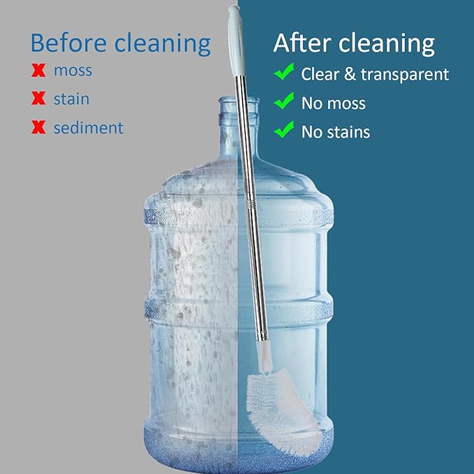 2 Pack 29.5" Bottle Brush Extra Long Stainless Steel Bottle Brushes Bendable Nylon Brush Durable 5-Gallon Water Bucket Cleaner Brushes 360° Scrubbing for Tanks, Barrels & Big Bottles (Opening > 1.7")