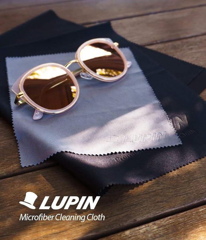 Lupin Microfiber Cleaning Cloths, 6 Pack Premium Ultra Lint Free Polishing Cloth for Cell Phone, Tablets, Laptops, iPad, Glasses, Camera Lens, TV Screens & Other Delicate Surfaces - Black
