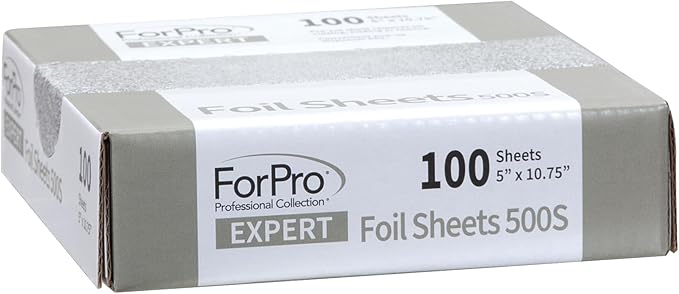 ForPro Expert Embossed Foil Sheets 500S, Aluminum Hair Foils for Color Application and Highlighting Services, Food Safe, Pop-Up Dispenser, 5” W x 10.75” L, 100-Count