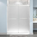 55"-60" W x 76" H Frameless Frosted Shower Door, Double Sliding Shower Door,5/16"(8mm) Tempered Glass,Sliding Shower Door with Explosion-Proof Film (Frosted Nickel 60" Wx76 H)