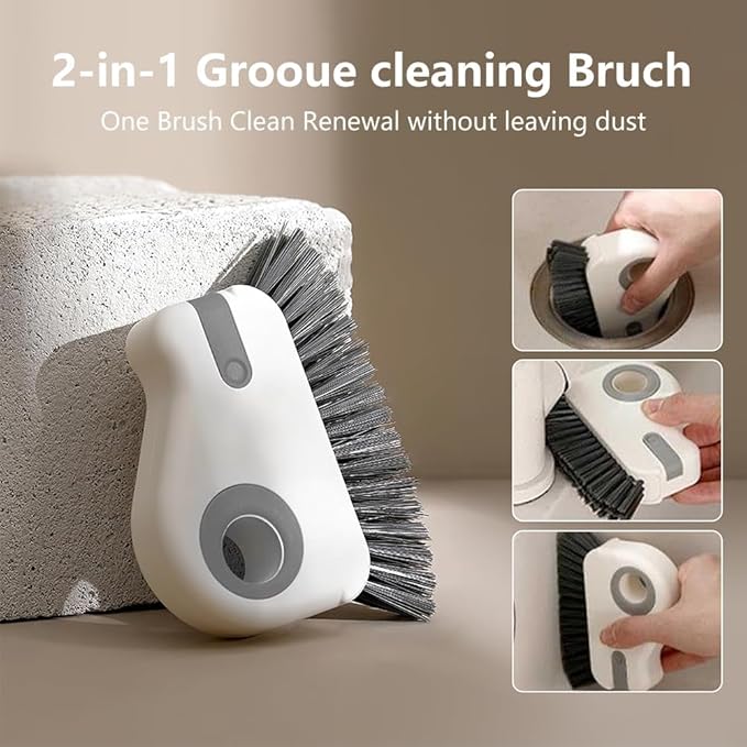 2 in 1 Groove Cleaning Brush Window Track Cleaning Tools, Deep Clean Scratch-Free Brush for Sliding Door/Shower Door Tracks Household Narrow Gaps(2-Pack, Gray)