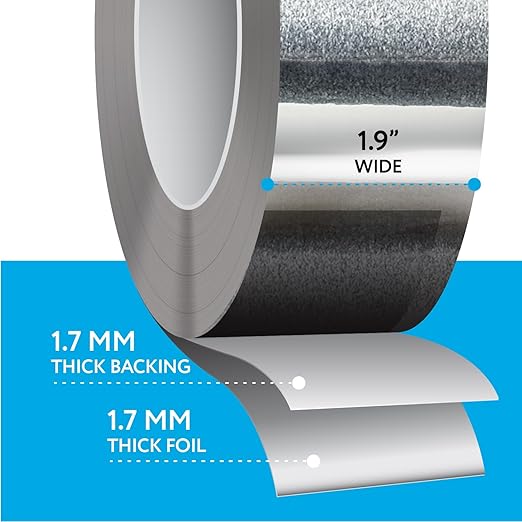 Impresa Aluminum Foil Duct Tape - 1.9 in x 150 ft (50 yd), Silver - Heat Transfer up to 220°F - Foil Tape for HVAC & Ductwork Sealing