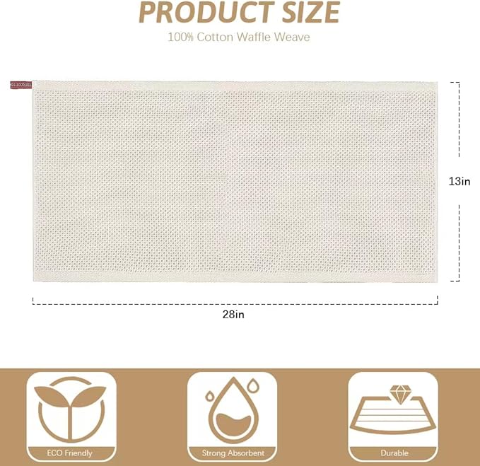 Nialnant 6 Pack Kitchen Towels,100% Cotton Waffle Weave Dish Towels for Drying Dishes,Extra Soft & Absorbent Hand Towels-13 x 28 Inch,Beige