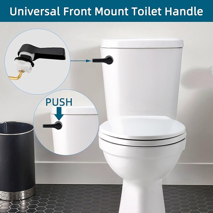 Hygie Rinse 2PCS Metal Toilet Handle Lever Flush Replacement, Universal Front Mount Toilet Handle with Stainless Steel Flapper Chains, Toilet Repair Kit, Oil Rubbed Bronze