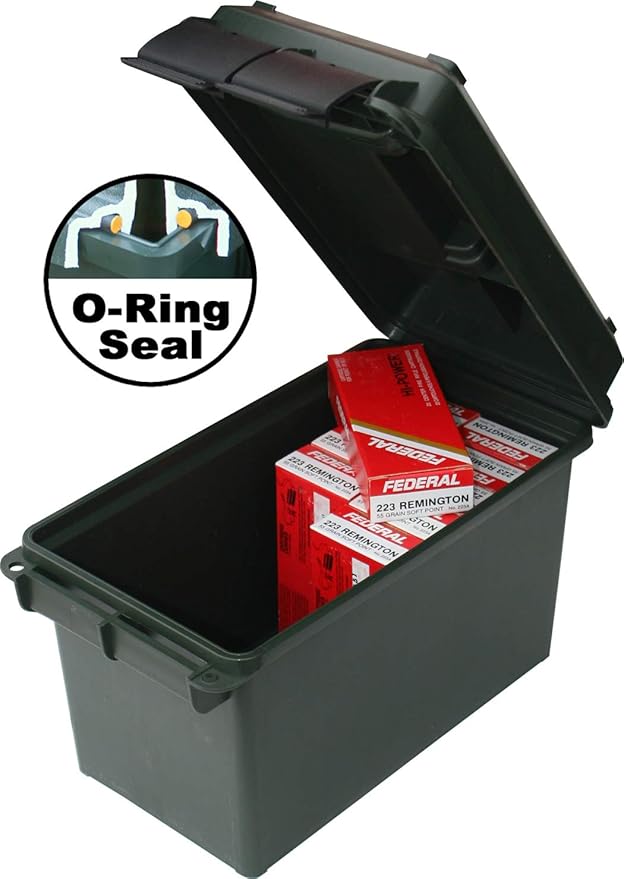 MTM AC50C Ammo Can, 50 Caliber, Field Boxes, Lockable Storage Box with Handle, Water and Dust Resistant, Secures Hunting Gear, Supplies, and Bullets, Stackable, USA Made