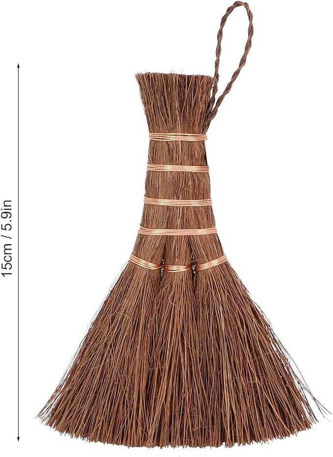 Mini Palm Broom Whisk Sweeping Hand Handle Broom, Mini Metal Brush, Handcrafted Bristle Hand Broom, Desk Washing Brush Computer Keyboard Desktop Car Table Tea Cup Duster Decoration