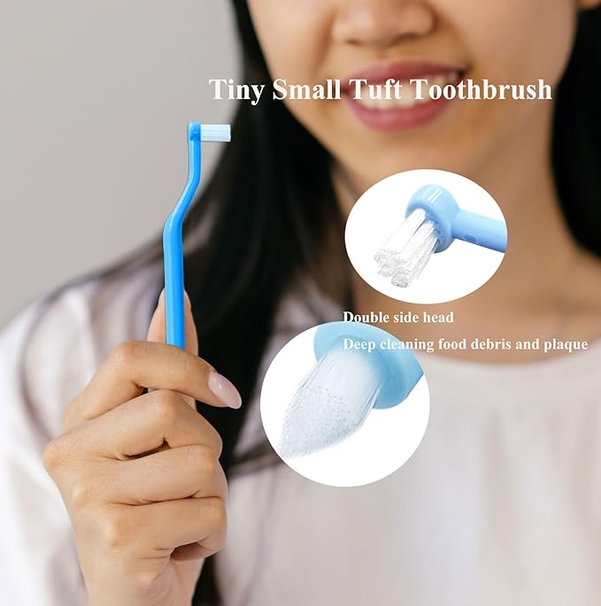 FRUTA Orthodontic Toothbrush 4pcs Tiny Tuft Toothbrush Two in One Double Head Interdental Interspace Brush Braces Wisdom Teeth Detail Cleaning Brush(A)
